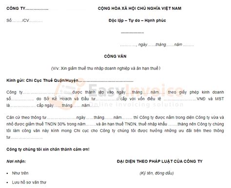 Tổng Hợp Mẫu Công Văn Gửi Thuế – EasyInvoice™