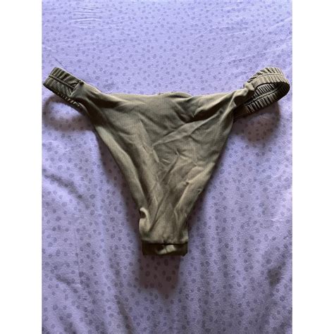 Primark Khaki Bikini Bottoms Very Small Ribbed Depop