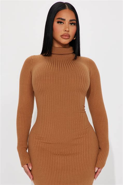 London Sweater Midi Dress Cognac Fashion Nova Dresses Fashion Nova