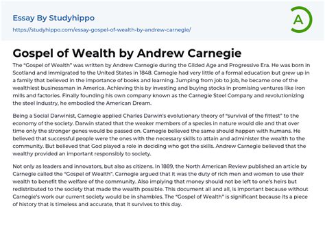 Gospel Of Wealth By Andrew Carnegie Essay Example StudyHippo