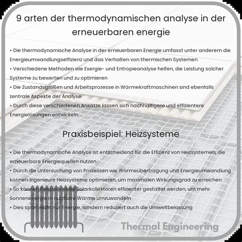 Arten Der Thermodynamischen Analyse In Der Erneuerbaren Energie