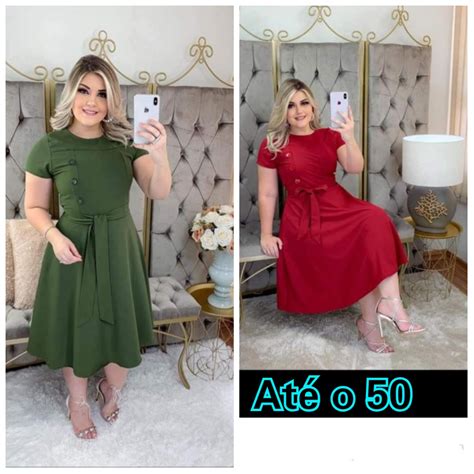 Vestidos Plus Size Evangélicos Midi Rodado Evasê Verde Shopee Brasil