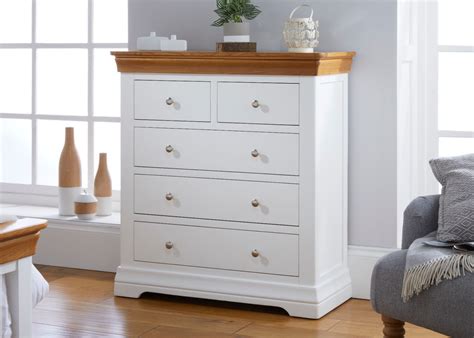 Farmhouse White Painted Over Oak Chest Of Drawers Free Delivery