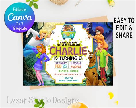 Editable Scooby Doo Invitation Scooby Doo Birthday Invitation Scooby