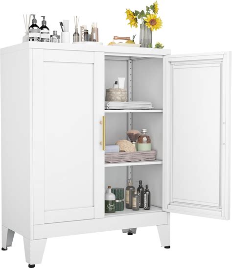 White Metal Storage Cabinet, 36" Sideboard Buffet Cabient, Kitchen