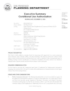 Fillable Online Commissions Sfplanning Executive Summary Index Of