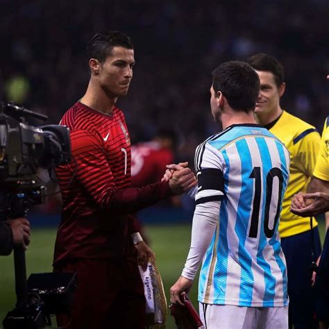 Download Ronaldo Messi Handshake Football Match Wallpaper