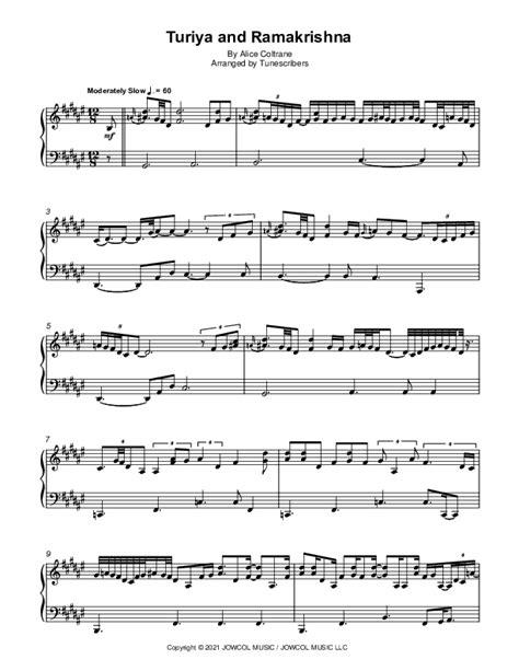 Turiya And Ramakrishna Arr Tunescribers By Alice Coltrane Sheet