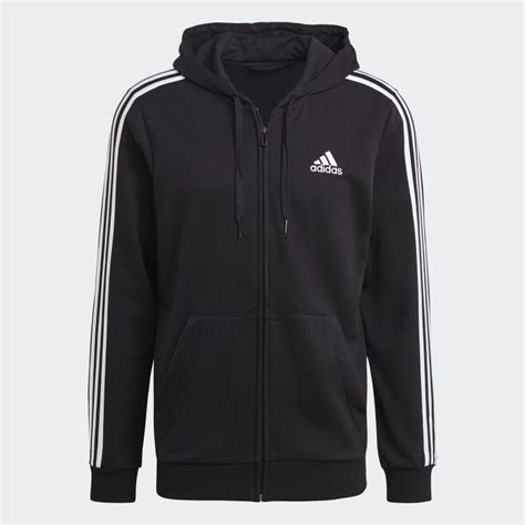 Adidas Buzo Con Capucha Essentials 3 Rayas Felpa Francesa Negro