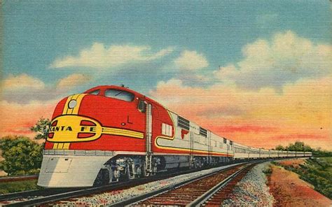 Curt Teich Linen Postcard Of Santa Fes Super Chief Streamliner