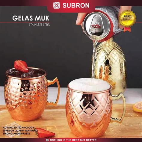 Jual SUBRON Gelas Muk Stainless SUS 304 500ml Moscow Mule MUG Rosegold