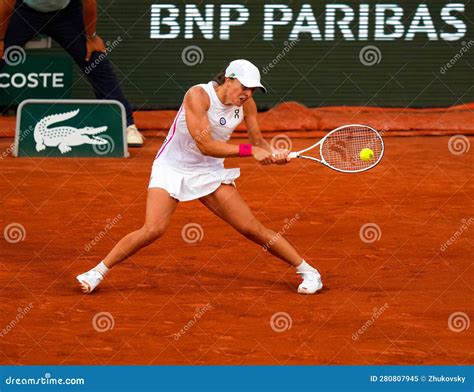 Iga Swiatek Of Poland In Action During Women Singles Semi Final Match