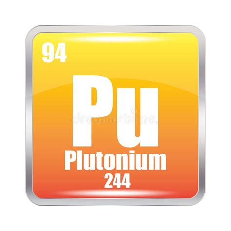 Plutonium Icon Pu Chemical Element Atomic Number 94 Mass 244 Orange