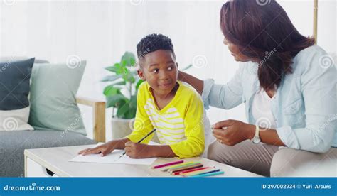 Mother, Homework and Family Help in Home with School Paper, Child and ... 