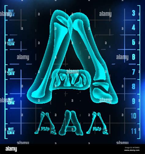 A Letter Vector Capital Digit Roentgen X Ray Font Light Sign Medical