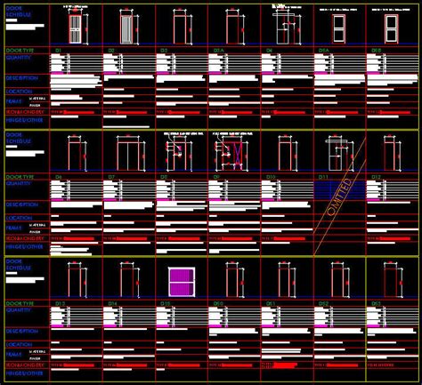 CAD Architect Cad Drawing Door Schedule Template 1