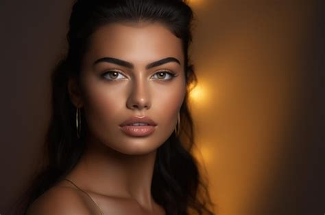 Premium Ai Image Beautiful Brunette Woman Perfect Lips Fashion Portrait