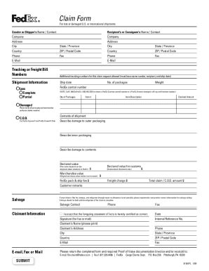 Fillable Online Fedex Freight Claim Form Instructions And Frequently