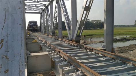 First Time Train Crossing New Build Steel Girder Bridge Youtube