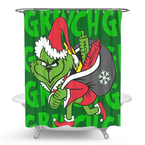 The Grinch Shower Curtain,Christmas Shower Curtain,Bathroom Shower ...