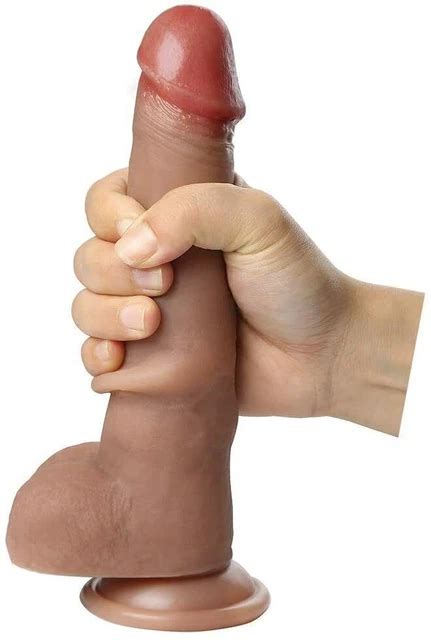 Foreskin Realistic Dildo Sex Free Dual Layered Silicone G Spot Suction Cup Dildo Eur