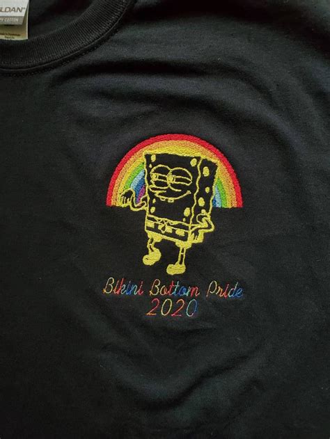 Spongebob Squarepants Gay Pride Embroidered Unisex Tshirt Etsy Singapore