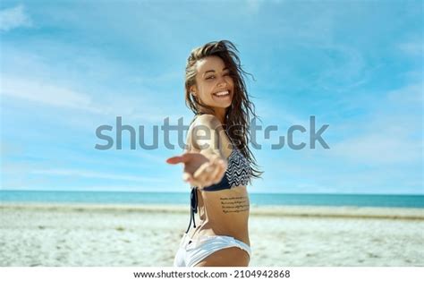 Beautiful Latin Woman Bikini On Tropical Stock Photo 2104942868 Shutterstock