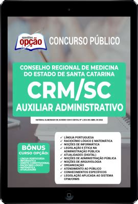 Apostila CRM SC Em PDF Auxiliar Administrativo