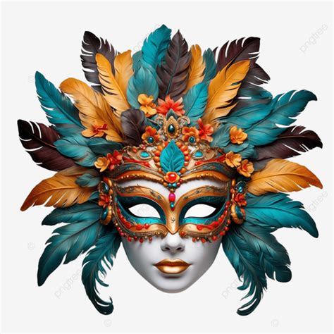 Beautiful Venetian Carnival Mask With Feathers Vector Illustration