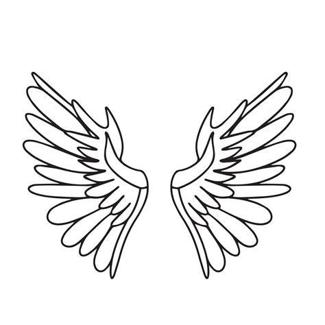 Wings In Doodle Style Isolated On White Background Hand Drawn Angel Wings Vector Illustration