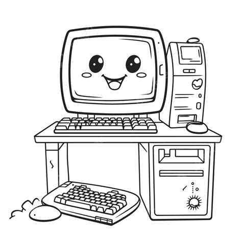 Dibujo De Kawaii Para Colorear Hojas Pc Y Computadora Esquema Boceto Vector Png Dibujos Dibujo