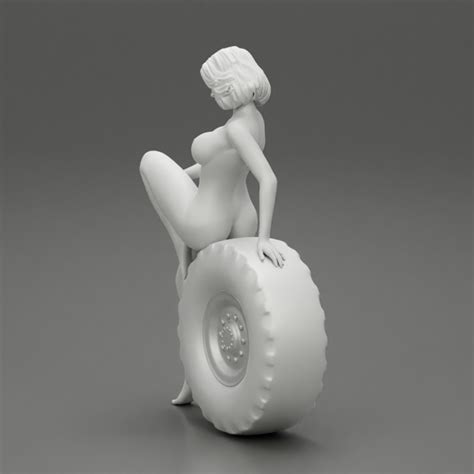 D Printable Sexy Naked Girl Sitting On A Truck Tyre By DGeschaft Miniatures Figures