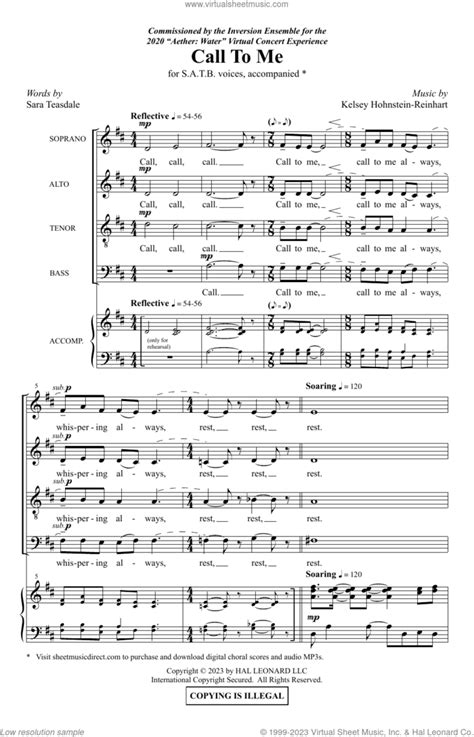 Call To Me Sheet Music For Choir Satb Soprano Alto Tenor Bass