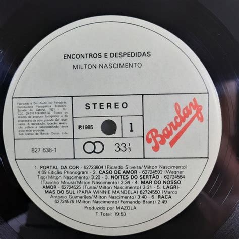 Lp Milton Nascimento Encontros E Despedidas 1985 MercadoLivre