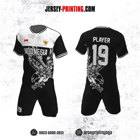 Jersey Futsal Hitam Putih Motif Burung Elang Jersey Printing Bikin