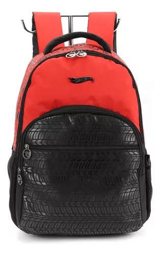 Mochila Escolar Hot Wheels Para Ni Os Con Estampado De Logotipo De Metal Rojo Mercadolibre