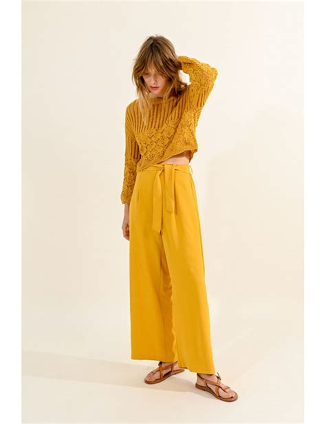 Wide Leg Pants With Tie Molly Bracken E Shop