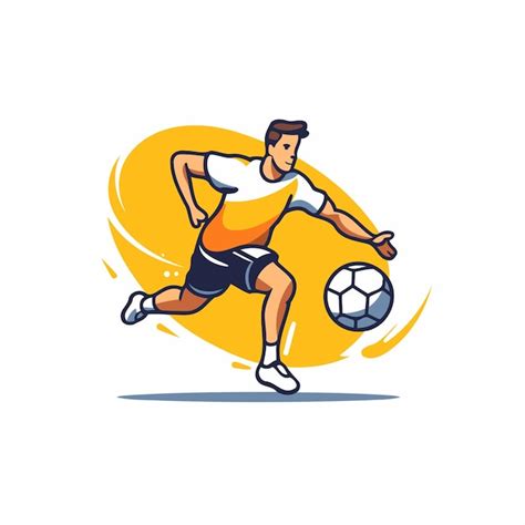 Jugador de fútbol corriendo con la pelota Ilustración vectorial al