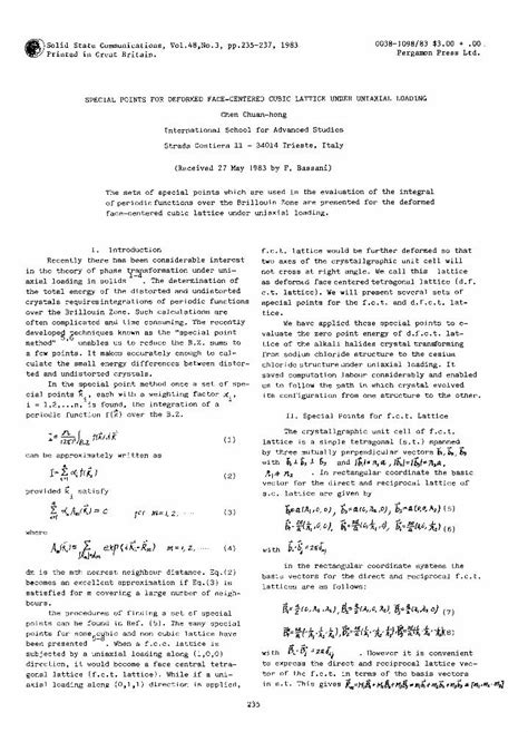 Pdf Special Points For Deformed Face Centered Cubic Lattice Under