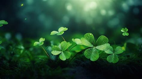 Premium Photo Dark Background With Threeleaved Shamrocks Lucky Irish