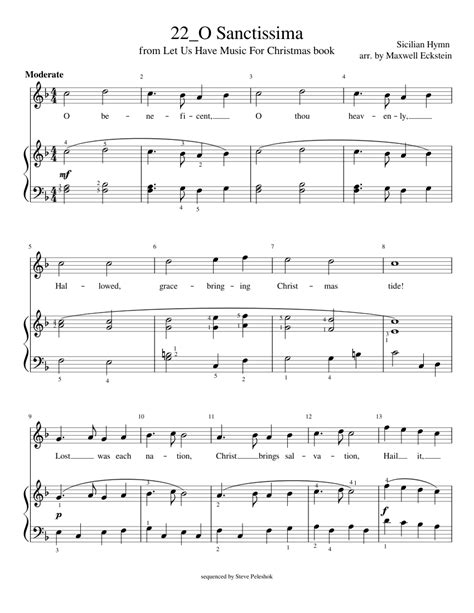 22o Sanctissima Sheet Music For Piano Vocals Piano Voice