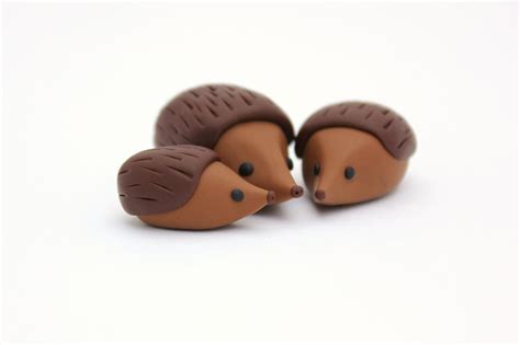 clay hedgehog miniatures set of three hedgehog family little