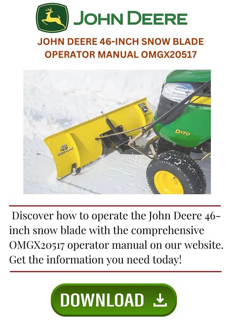 JOHN DEERE 46-INCH SNOW BLADE OPERATOR MANUAL OMGX20517 by Factory ...