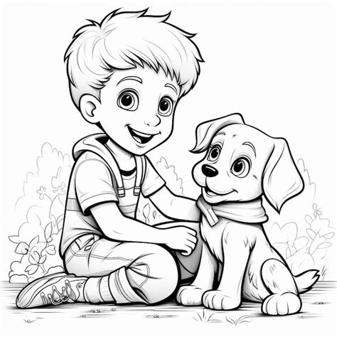 Desenhos Para Colorir Para Crian As Um Menino E Seu Cachorro