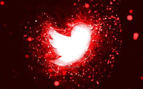 Scarica Sfondi Twitter Logo Rosso 4k Luci Al Neon Rosse Creativo