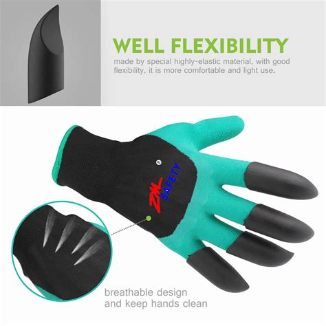 Garden Genie Gloves With Claws Rubber Latex Coated Glove For Digging ...