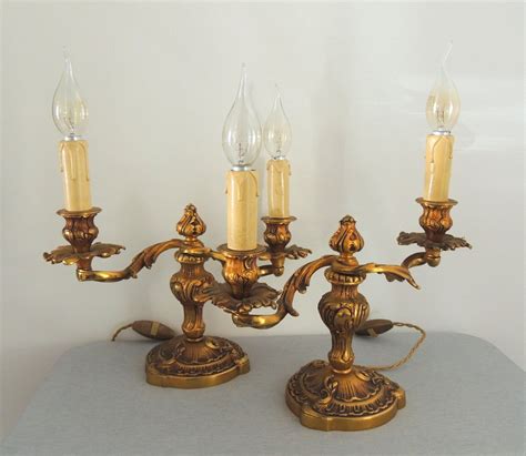 Proantic Paire De Chandeliers Bougeoirs Cand Labres En Bronze Dor