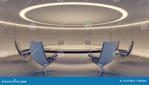 Oval Conference Room with Round Table and Chairs Stock Photo - Image of interior, meeting: 141079852