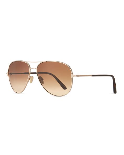 Tom Ford Clark Metal Aviator Sunglasses Gray Neiman Marcus