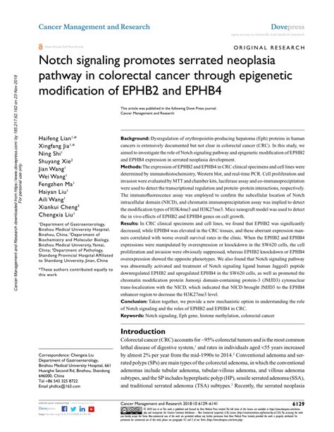 Pdf Notch Signaling Promotes Serrated Neoplasia Pathway In Colorectal